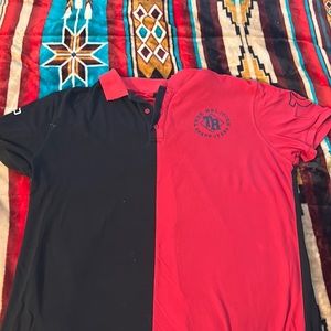True religion half & half color patter polo shirt
